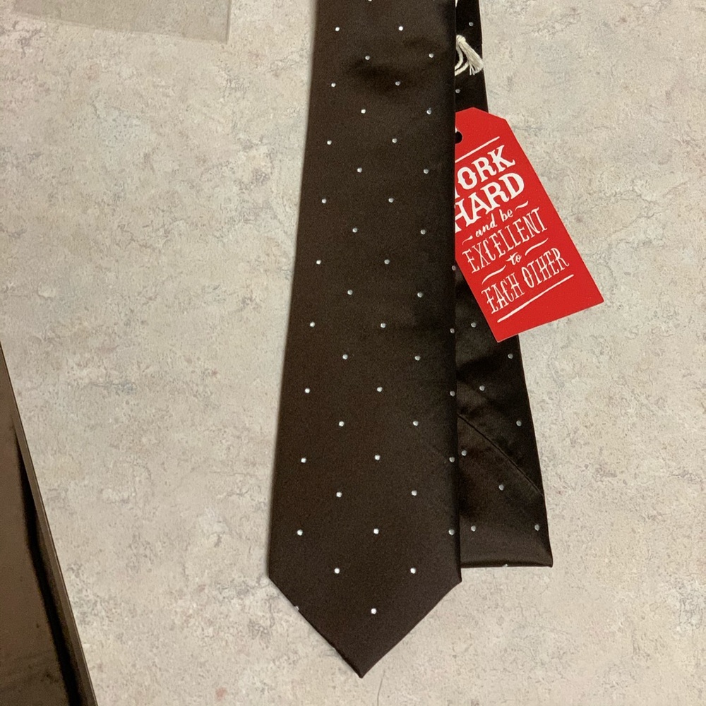Brand New Silk Chocolate/White Polka Dot Tie